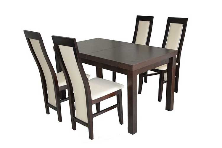 zestaw krzeseł tapicerowanych ze stołem