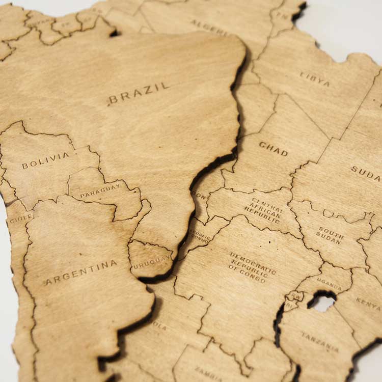 Drewniane mapy świata 3D