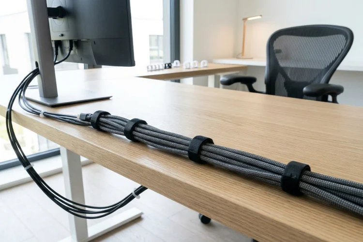 rzepy na kable przy biurku