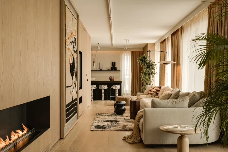 Salon w stylu quiet luxury modeko studio Powiśle