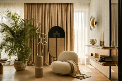 Salon w stylu quiet luxury modeko studio Powiśle