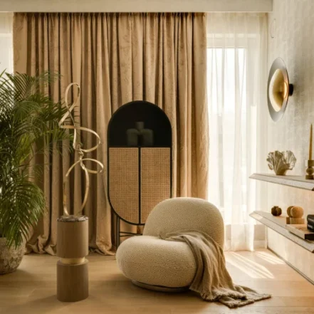 Salon w stylu quiet luxury modeko studio Powiśle